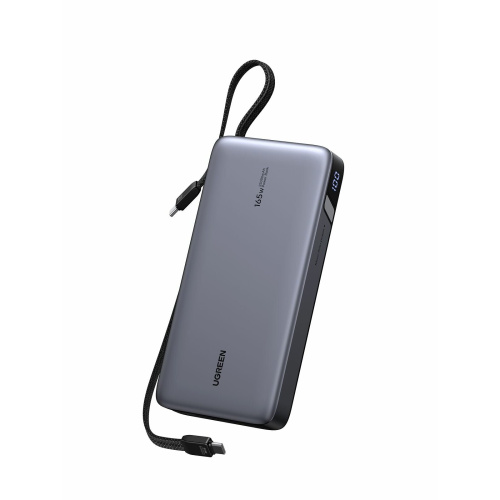 Внешний аккумулятор UGREEN PB552 (55995B) 25000mAh Power Bank 165W with USB-C Built-in Cable Space Gray