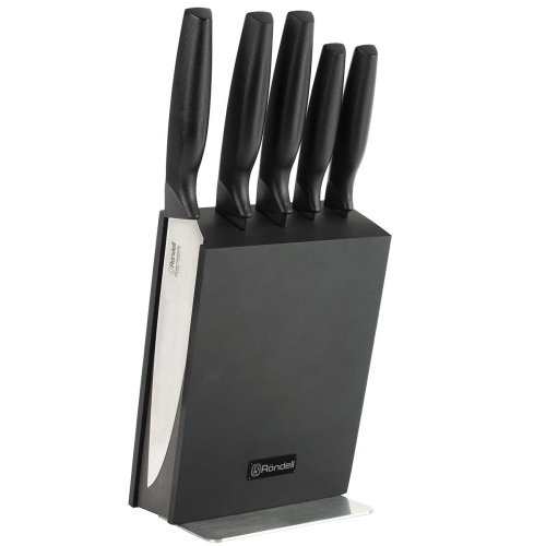 Набор ножей кухонных Rondell Katana RD-1359 компл. 6предм. с подставкой черный