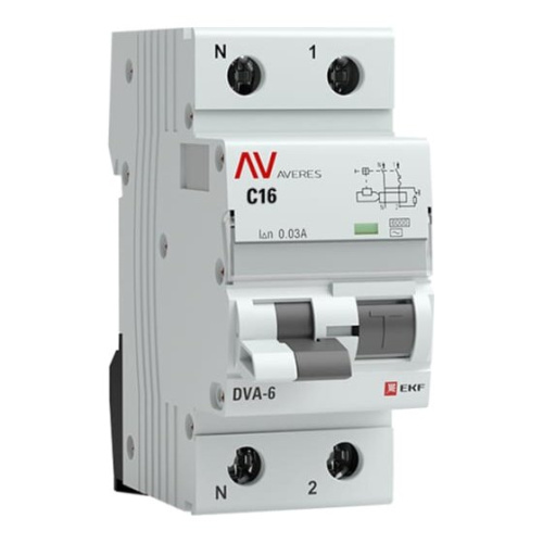 Дифавтомат EKF Averes DVA-6 (rcbo6-1pn-16C-30-ac-av)