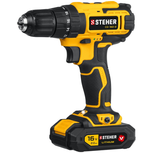 Дрель-шуруповерт STEHER CD-160-116В в кейсе