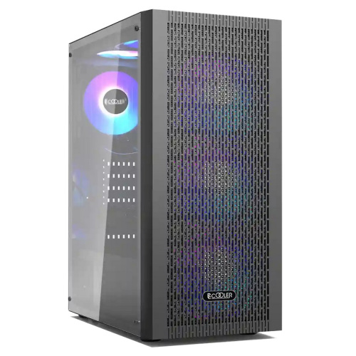 Корпус PCCOOLER MA100 Mesh BK, Mesh Mid Tower, Black, TG, 3x120mm ARGB ATX, mATX, mITX (без БП)