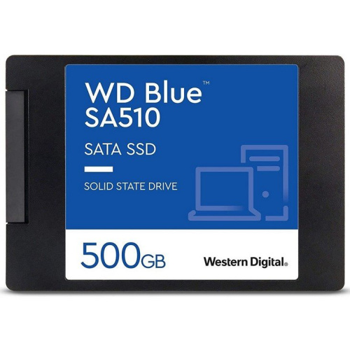 SSD WD Blue SA510 (WDS500G3B0A) 500GB, 2.5" 7mm, SATA3, R/W 560/510MB/s, IOPs 90 000/82 000, TBW 200, DWPD 0.2