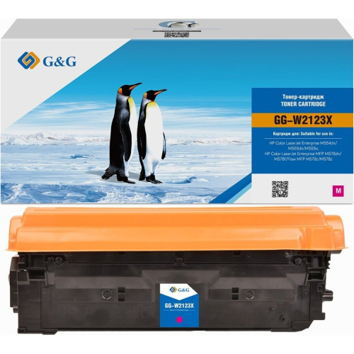 Картридж лазерный G&G 212X GG-W2123X пурпурный 10000стр для HP Color LJ M554/M555/578 Enterprise