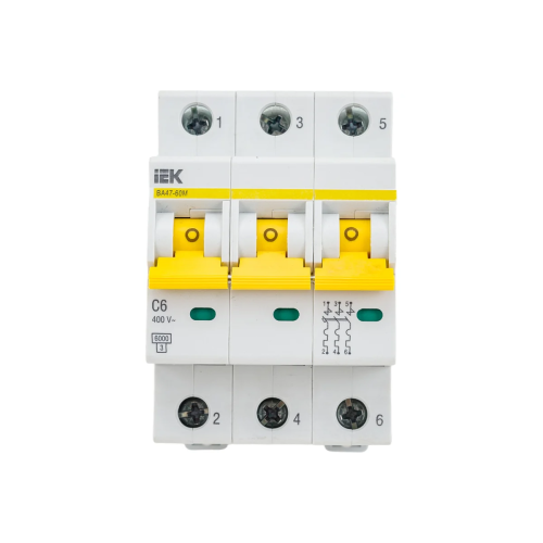 Выключатель автоматический IEK MVA31-3-006-C 6A тип C 6kA 3П 400В белый Выключатель автоматический IEK MVA31-3-006-C 6A тип C 6kA 3П 400В белый