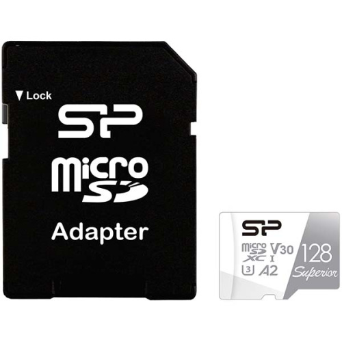 Карта памяти Silicon Power SP128GBSTXDA2V20SP microSD 128GB Superior Pro A2 microSDXC Class 10 UHS-I U3 Colorful 100/80 Mb/s (SD адаптер)