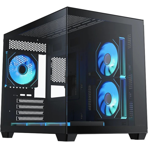 Корпус XASTRA QW500M 6ARGB-C10-UC Black (QW500M-6FM12A-C10-UC) mATX/Aquarium/Screewless/ 6x120mm ARGB PWM FM fans/Argb+PWM HUB 10port/Type-C