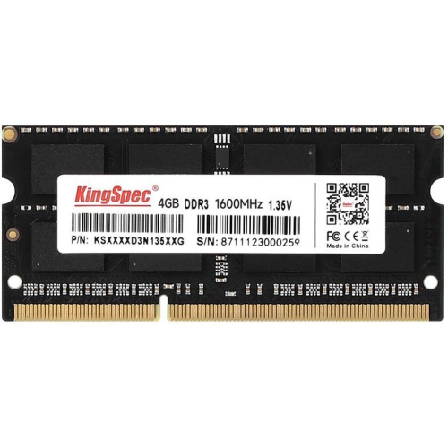 ОЗУ Kingspec KS1600D3N13504G DDR3 4Gb 1600MHz RTL PC3-12800 CL11 SO-DIMM 204-pin 1.35В