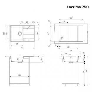 Кухонная мойка MAUNFELD Lacrima 750 MFQS-750B черный