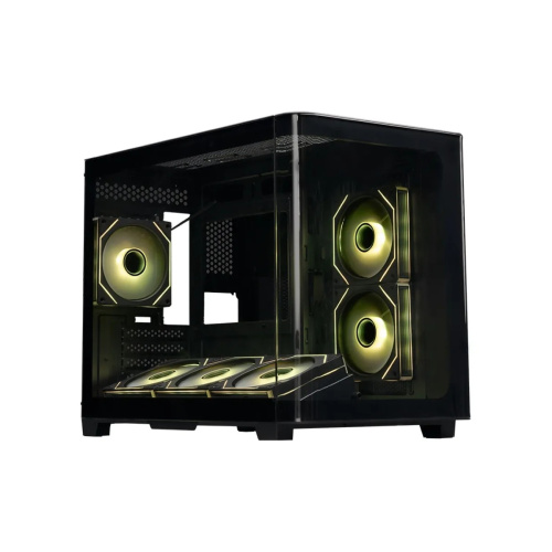 Корпус XASTRA QR500M 6ARGB-FM-C10-UC Black (QR500M-6FM12A-C10-UC) mATX/Aquarium/2 Curve Glass/6x120mm ARGB PWM FM fans/Argb+PWM HUB 10port /Type-C