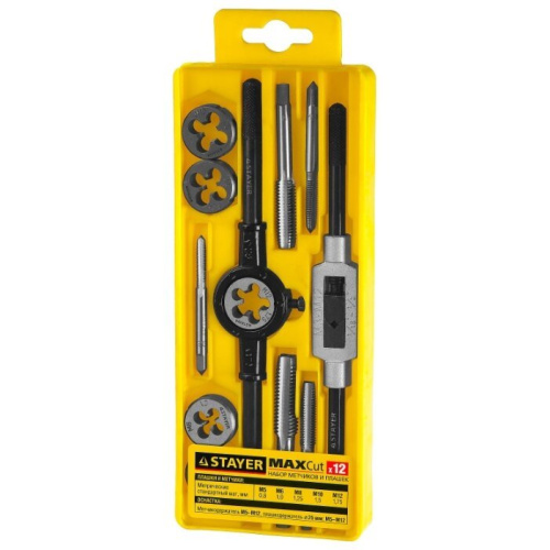 Набор метчиков и плашек Stayer 28012-H12_z01 12 предметов (жесткий кейс)