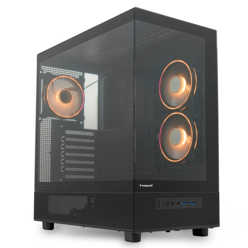 Корпус HSPD F710 (F710-TGBK-ARGB), без БП, Panoramic Mid Tower, Black, TG, 0.5 SPCC, 3x120mm ARGB E-ATX, ATX, mITX 185/395/270mm 2x2.5", 1x3.5