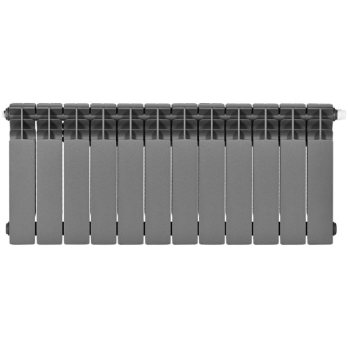 Биметаллический радиатор отопления Stout Titan Ventil 350 12 секций нижнее правое подключение графит RAL 7024