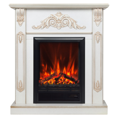 Электрокамин RealFlame Anita WT дуб белый с золотой патиной с очагом Eugene