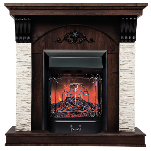 Электрокамин RealFlame Corfino NT орех с очагом Majestic Lux Black Электрокамин RealFlame Corfino NT орех с очагом Majestic Lux Black