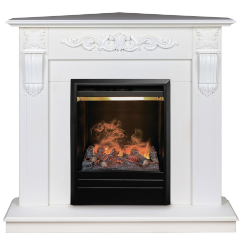 Электрокамин RealFlame Dominica Corner DN белый матовый с очагом 3D Olympic Электрокамин RealFlame Dominica Corner DN белый матовый с очагом 3D Olympic