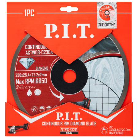 Диск алмазный P.I.T. ACTW03-C230A отрезной (сплошной) 230x25,4/22,4x1,8 мм