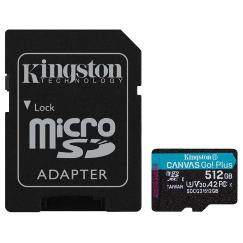 Карта памяти Kingston SDCG3/512GB microSDXC Canvas Go Plus с адаптером