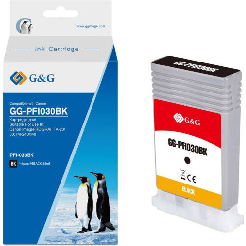 Картридж струйный G&G GG-PFI030BK PFI-030BK черный 55мл для Canon imagePrograf TA-20/30 TM-240/340