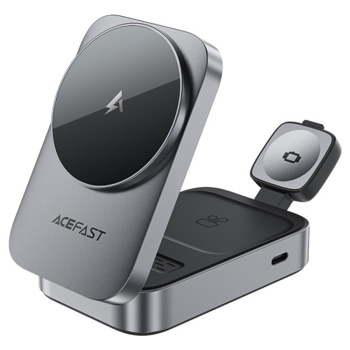 Зарядное утройство ACEFAST E22 (AF-E22-GY) Desktop 3-In-1 Wireless Charging Holder Metal Gray