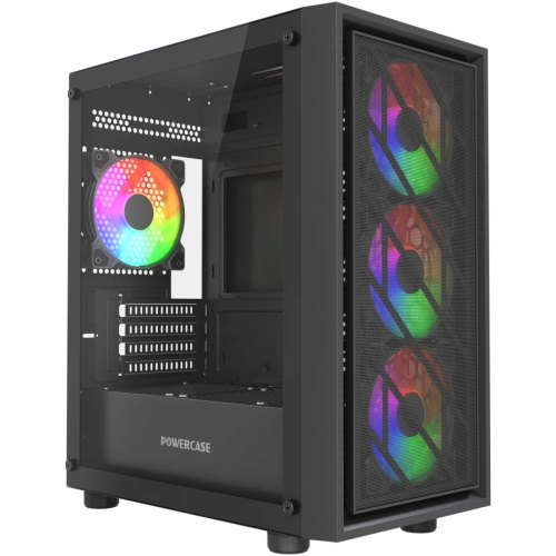 Корпус Powercase Mistral Micro EM16 (CMMEM16B-L4), Tempered Glass, 4x120mm FRGB fan, чёрный, mATX