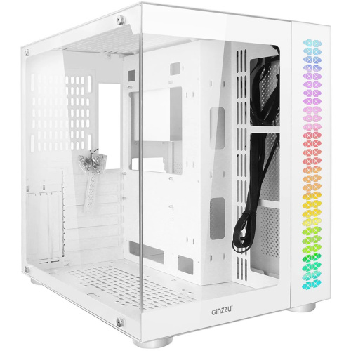 Корпус Ginzzu V580, RGB подсветка, закаленное стекло 1*USB 3.0,1*USB 2.0, AU Белый ATX