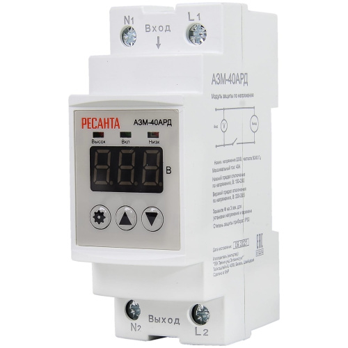 Блок защиты по напряжению Ресанта АЗМ-40АРД регулируемый (с дисплеем) 61/22/30