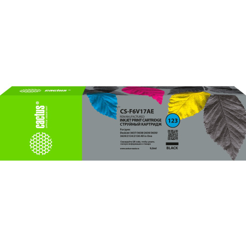 Картридж струйный Cactus CS-F6V17AE №123 черный 9мл для HP HP DeskJet 2130