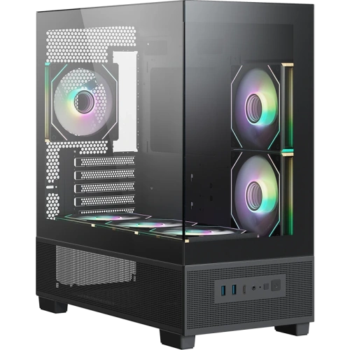 Корпус XASTRA Q500M 6ARGB-C10-UC Black (Q500M-6FM12A-C10-UC) mATX/Aquarium/Screewless/ 6x120mm ARGB PWM FM fans/Argb+PWM HUB 10port/ Type-C