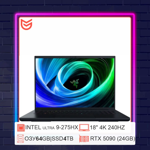 18" Ноутбук RAZER Blade 18 (2025) | Ultra 9 275HX + RTX 5090 | Dual Mode 240Hz/440Hz