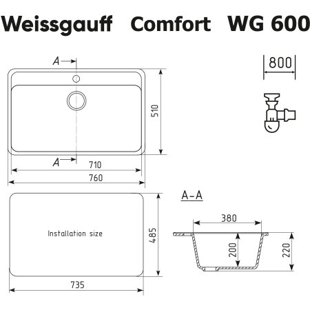 Кухонная мойка Weissgauff WG 600310 Comfort Cold Grey