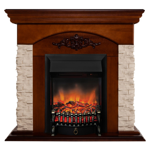 Электрокамин RealFlame Neapolis NT орех с очагом Fobos Lux Black RC