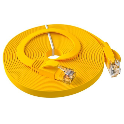 Патч-корд Greenconnect Prof GCR-52826 плоский прямой 15.0m, UTP медь RJ45, кат.6, желтый