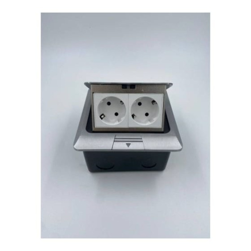 Блок розеток в пол Inrior DB-02-80 серый, на 2 Euro розетки