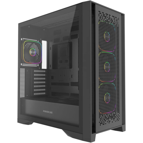Корпус Powercase ByteFlow Pro ARGB (CH9GPB-A4), Black, Tempered Glass, Type-C, 4x 120мм ARGB PWM Fans, чёрный, E-ATX