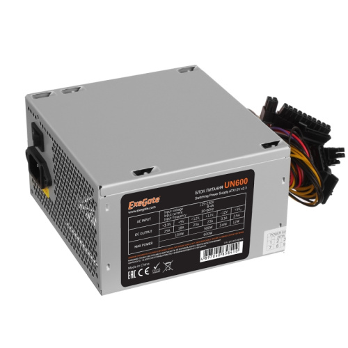 Блок питания Exegate EX244556RUS UN600, ATX, 12cm fan, 24+4pin, 6pin PCI-E, 3xSATA, 1xFDD, 2xIDE