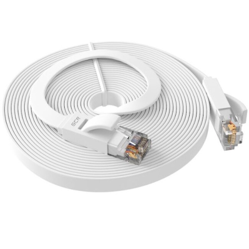 Патч-корд Greenconnect Prof GCR-51789 плоский прямой 10.0m, UTP медь кат.6, белый