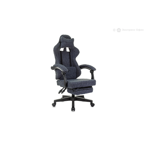 Кресло игровое Knight Lord/F темно-синий экомех крестов. пластик подст.для ног