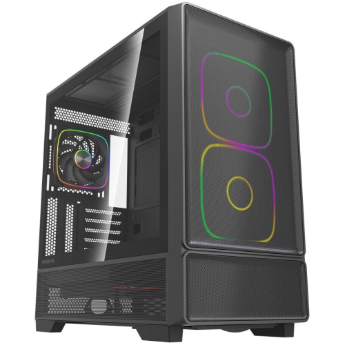Корпус Powercase AX5 (CJXA-A5), Black, TG, Type-C, 2x 140mm +3x 120mm ARGB PWM Fans, Nylon filters, чёрный, ATX