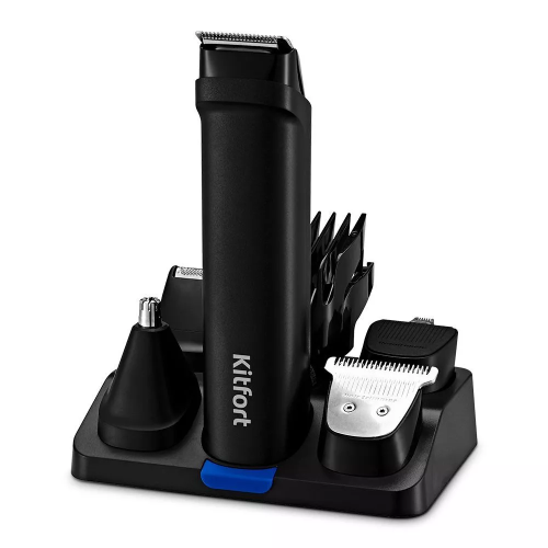 Триммер Kitfort КТ-3140-3 черный/синий (насадок в компл.7шт)
