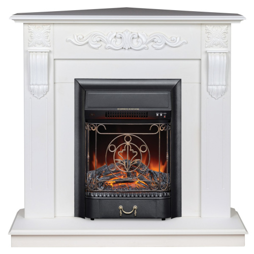 Электрокамин RealFlame Dominica Corner DN белый матовый с очагом Majestic Lux Black