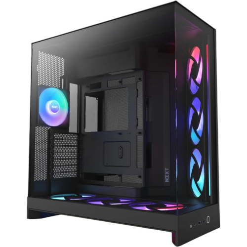 Корпус NZXT H9 Flow RGB+ (CM-H92FB-P1) без БП (2025), Midi-Tower, TG, 6x140mm + 1x120mm RGB, 2xUSB-A 3.2 1xUSB-C E-ATX, ATX, mITX Black
