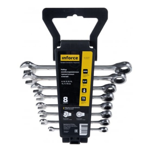 Набор ключей комбинированных Inforce 06-05-86 трещоточных 8 пр.