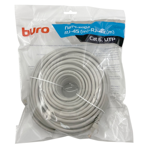 Патч-корд Buro (UTP-6-30M-G) UTP 4 пары cat6 CCA molded 30м серый RJ-45 (m)-RJ-45 (m)