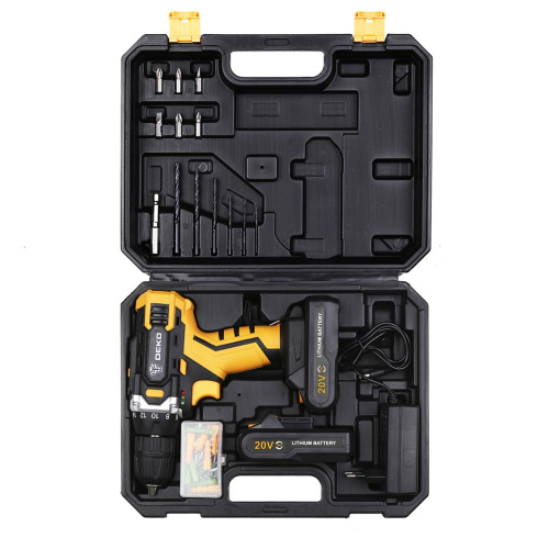 Дрель аккумуляторная DEKO DKCD20FU-Li + набор в кейсе 063-4175