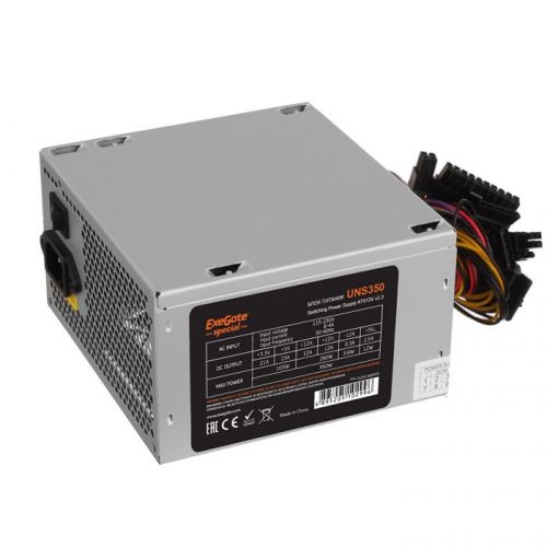 Блок питания ExeGate ES261566RUS-PC 350W UNS350 (ATX, PC, 12cm fan, 24pin, 4pin, 3xSATA, 2xIDE, FDD, кабель 220V)
