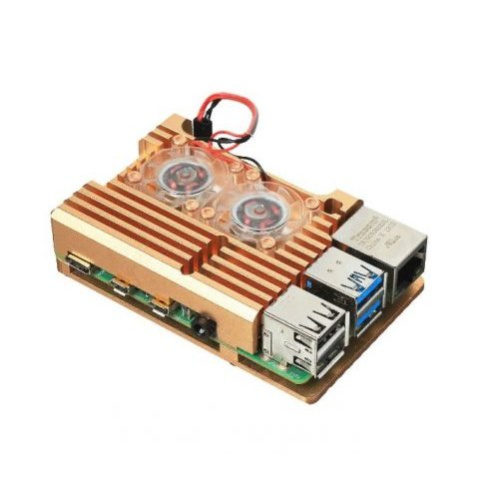 Корпус ACD RA504 Gold Metal Aluminum Case with Double Fans for Raspberry Pi 4B
