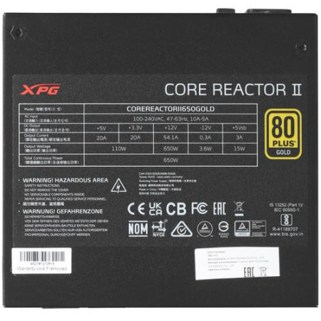 Блок питания ADATA XPG CORE REACTOR II 650 GOLD [COREREACTORII650G-BKCEU] черный