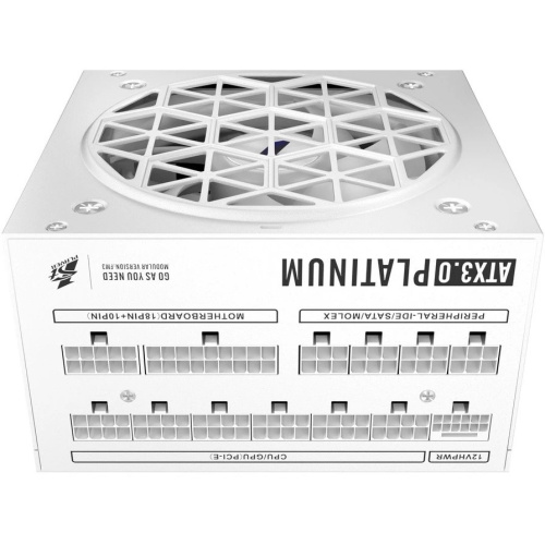 Блок питания 1STPLAYER NGDP Platinum 1000W White (HA-1000BA3-WH) / ATX3.0, APFC, 80 PLUS Platinum, LLC+DC-DC, 120mm fan, full modular