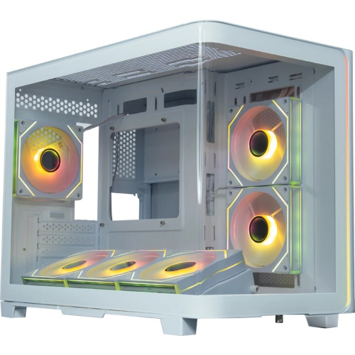 Корпус XASTRA QR600M 6ARGB C10-UC (QR600M-6FM12A-C10-UC-L-WH) White mATX/Aquarium/ Curve Glass/Led Strip/6x120mm ARGB PWM FM fans/ Argb+PWM HUB 10port