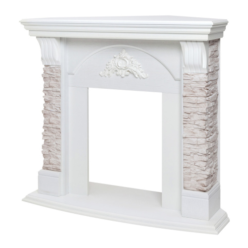 Портал каминный из МДФ угловой RealFlame Athena Corner серый белый, угловой